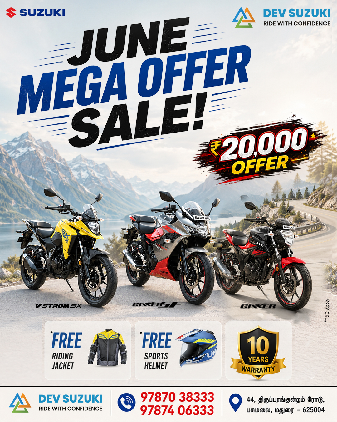DEV Suzuki, Pasumalai, Madurai – Authorized Suzuki Motorcycle Dealer